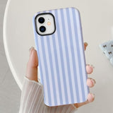 Cute Case For Iphone 12 Mini, Striped Phone Case For Iphone 13 Mini Aesthetic Pattern Design, Hybrid 2-Layer Shockproof Protective Cover For Girls Women (Blue,12Mini/13Mini)