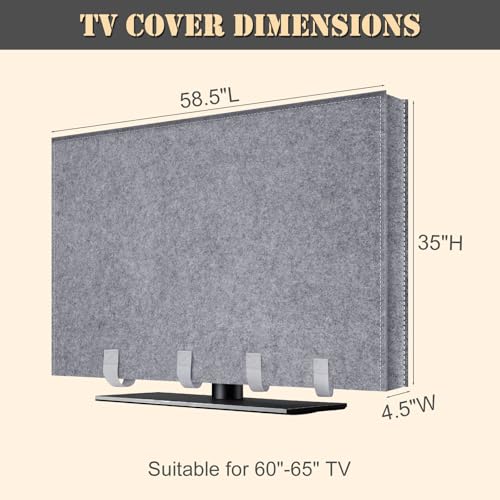 TV Moving Cover 65 Inch, TV Dust Cover for Flat Screen 60"-65", Anti-Scratch Felt Television Protection with Bottom Strap to Protect TV, Perfect for
