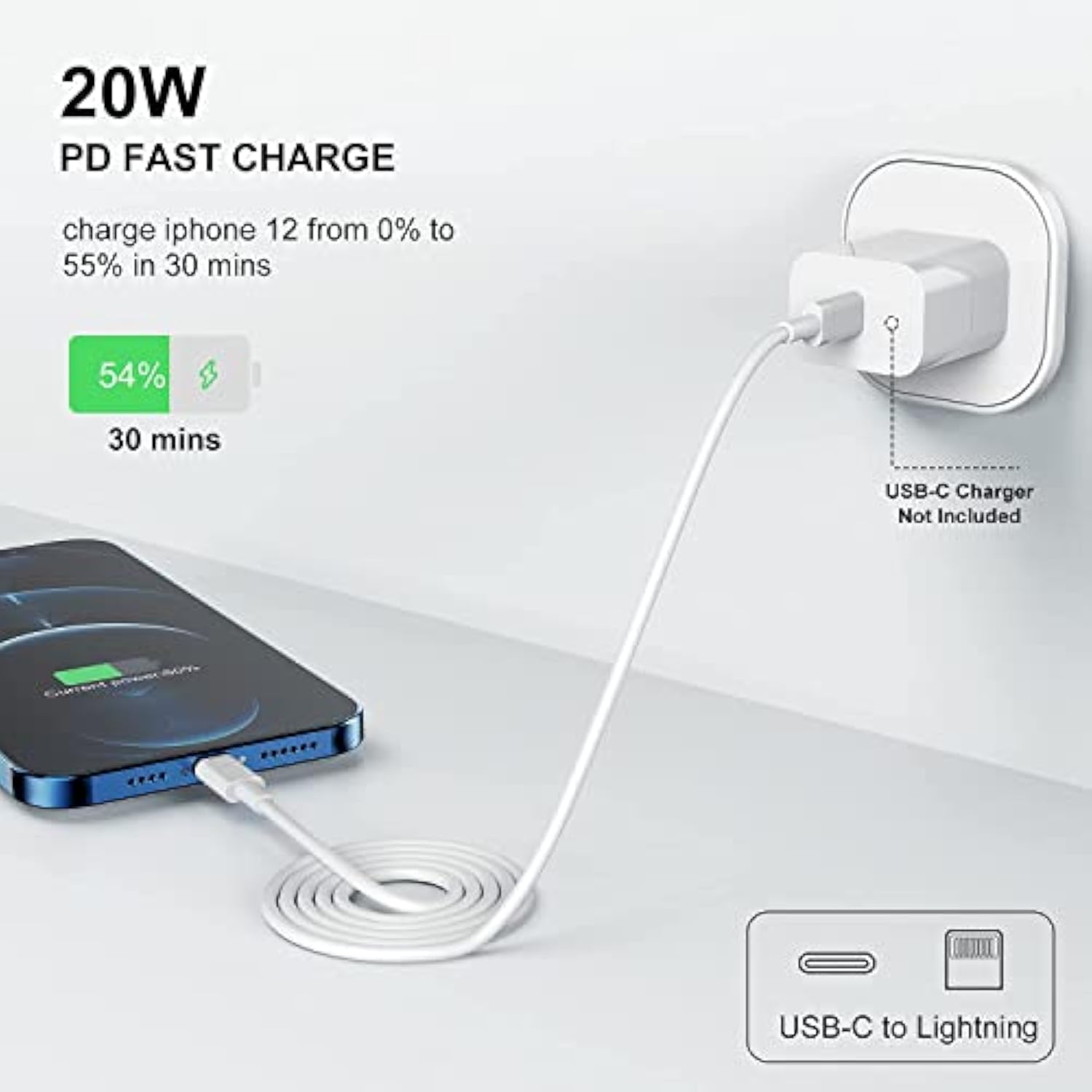 Iphone Fast Charger Block, [Apple Mfi Certified] 20W Usb C Wall Charging Plug,Type-C Power Adapter Brick Cube Box For Iphone 16 Pro Max/16 Pro/15 Plus/15 Pro Max/14/14 Pro Max/13/13 Pro/12/12 Mini/11