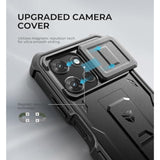 For Motorola Moto G-Power-5G-2025 Case, [2 Front Frame] [Built-In Magnetic Slide Camera Cover & Kickstand] Heavy Duty Protection Shockproof Phone Case With Screen Protector, 6.8 Inch Black