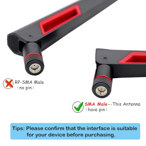 Dual Band 2.4G 5.8G Sma Male 12Dbi Wifi Antenna + Ipex To Sma Female 10Cm Cable For Wifi Network Card Usb Wireless Adapter Security Ip Camera (Pack Of 2)