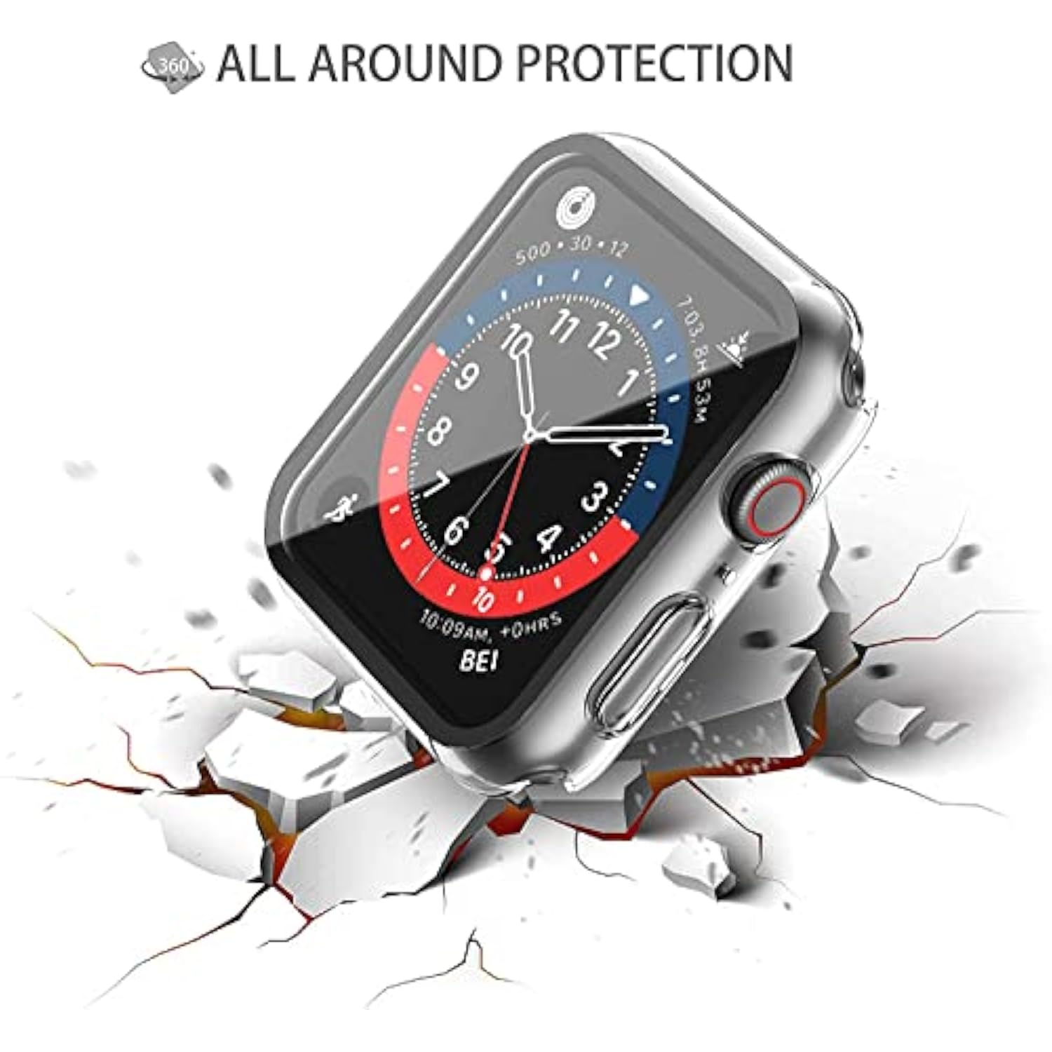 2 Pack Hard Pc Case With Tempered Glass Screen Protector With Button Compatible With Apple Watch Se 2 (2024) Se Series 6 Series 5 Series 4 40Mm - Crystal Transparent