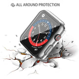 2 Pack Hard Pc Case With Tempered Glass Screen Protector With Button Compatible With Apple Watch Se 2 (2024) Se Series 6 Series 5 Series 4 40Mm - Crystal Transparent
