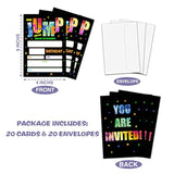 Trampoline Birthday Party Invitation, Bounce House, Jump Zone Fill-In Invites For Men & Women, 20 Invitations With Envelopes(4" X 6")?Personalized Adults Party Favors Decorations And Supplies-20