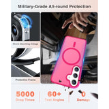 [4 In 1] Magnetic For Samsung Galaxy S25 Case, 2 Pics Privacy Screen Protectors And 1 Pic Camera Protector, Fit For Magsafe, Military Grade Shockproof Translucent Matte Galaxy S25 Cover 6.2“, Hot Pink