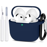 Compatible With Airpods 4 Case Cover, Protective Silicone Skin Accessories With Keychain For Women Men For Apple Airpods 4Th Generation Case(2024), Front Led Visible?Midnight Blue