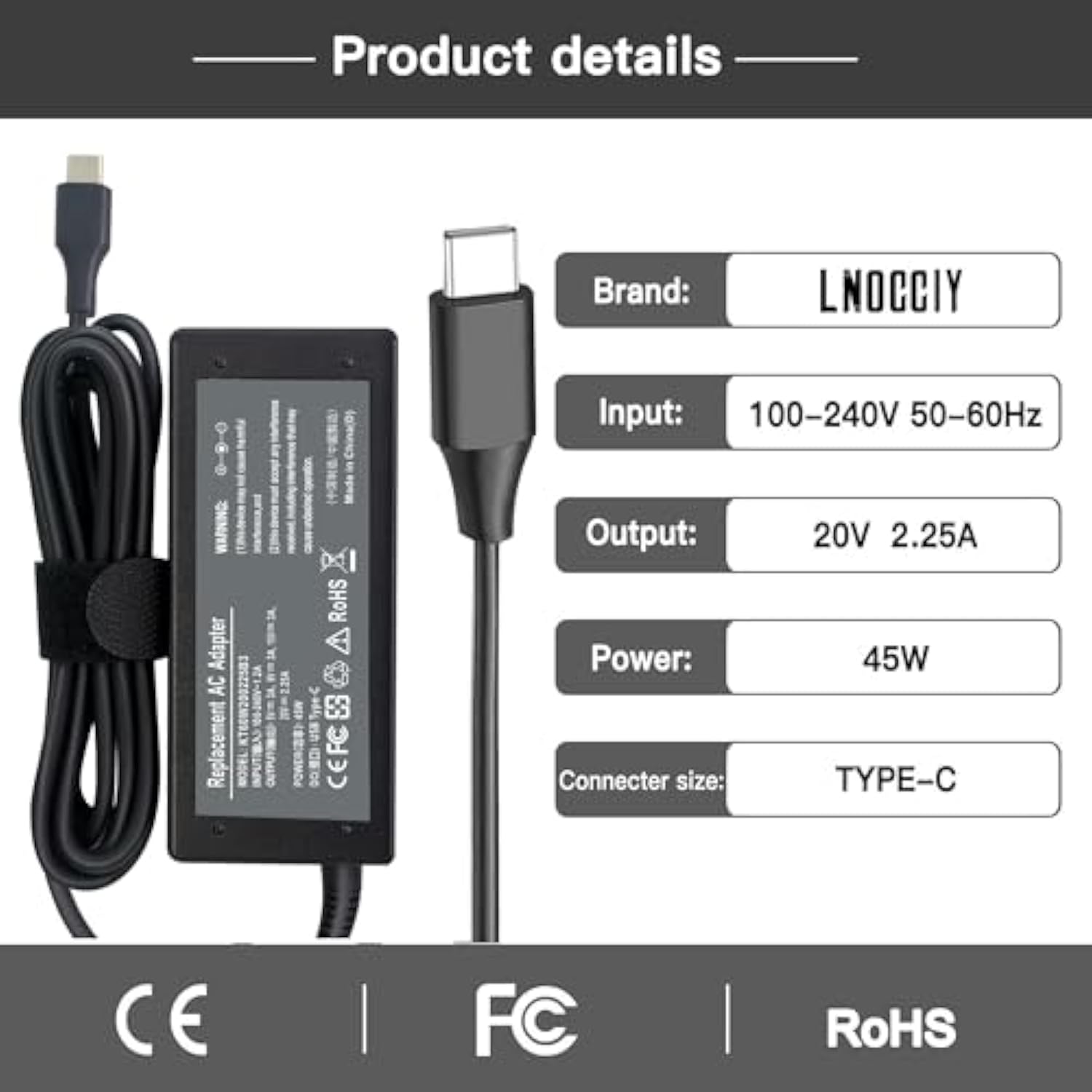 45W Usb-C Charger Compatible With Lenovo 4X20M26252 Adlx45Ycc3D Adlx45Ylc3D Ad