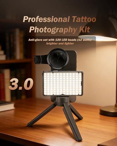 Tattoo Light Kit Tattoo Equipment and Supplies Tattoo Photography Video Lights Anti-3.0 Glare Kit 120 LED Beads?12W? Brighter and Lighter with Clip