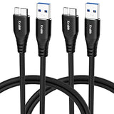 External Hard Drive Cord 2Ft (2-Pack), Usb 3.0 A To Micro B Cable, Micro Usb 3.0 Cable, Compatible With Samsung S5 / Note 3 / Pro 12.2, Seagate, Western Digital Wd My Passport, Toshiba And More