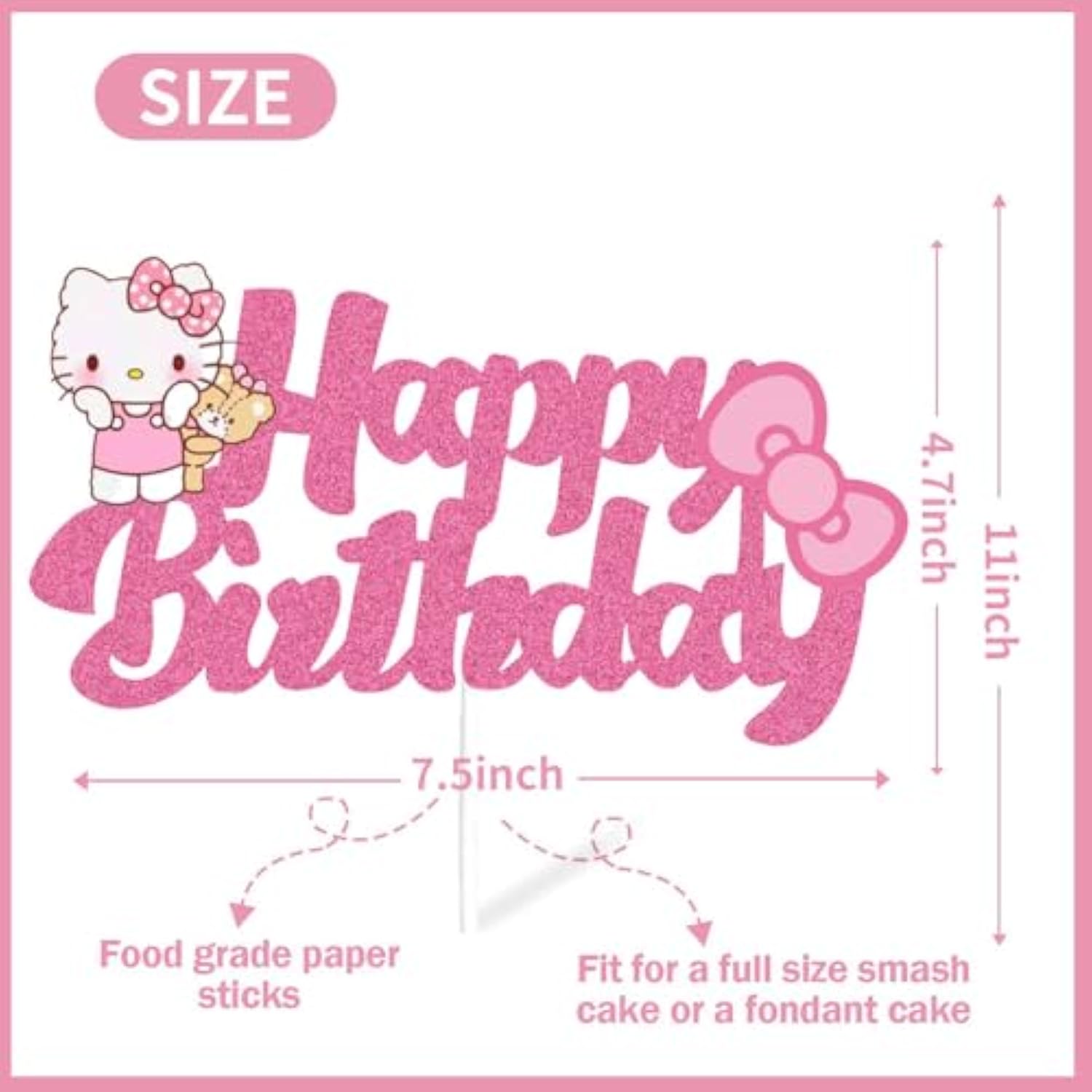 Cute Cartoon Cake Decorations Happy Birthday Cake Topper Party Supplies for Girls