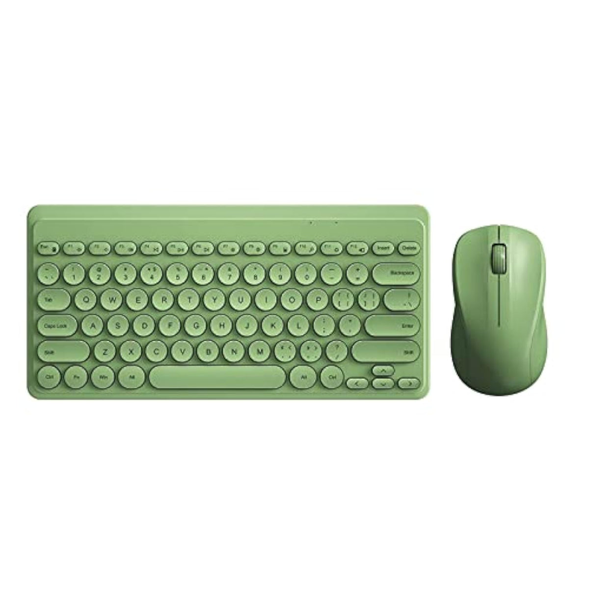 Compact Keyboard Mousecombo, 79-Key Retro Mini Cute Computer Keyboard 2.4G Usb Wireless And Silent Mice Set For Laptop Desktop Pc Ipad (Green)