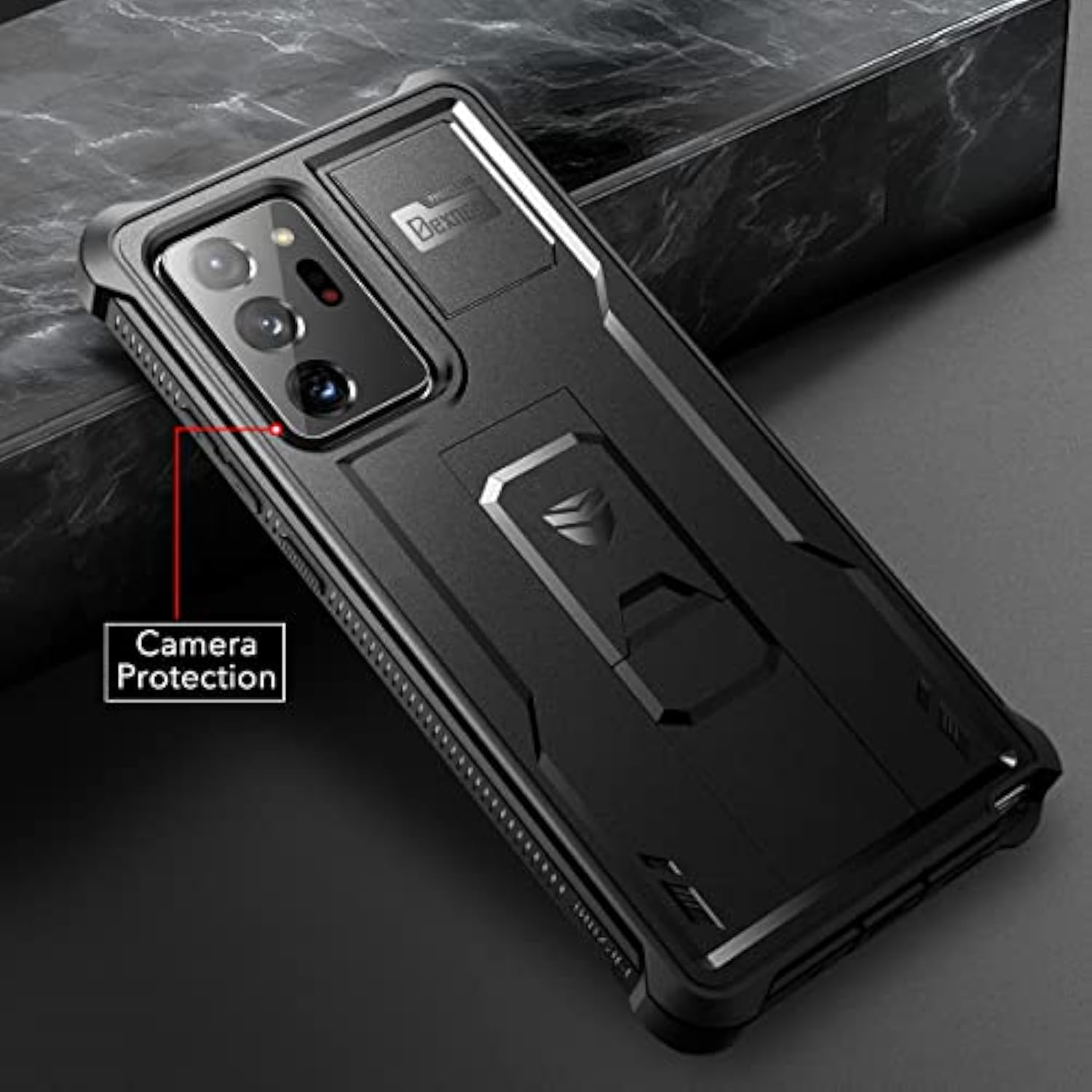 For Samsung Galaxy Note 20 Ultra 5G Case, [Built In Screen Protector And Kickstand] Heavy Duty Military Grade Protection Shockproof Protective Cover For Samsung Galaxy Note 20 Ultra Black