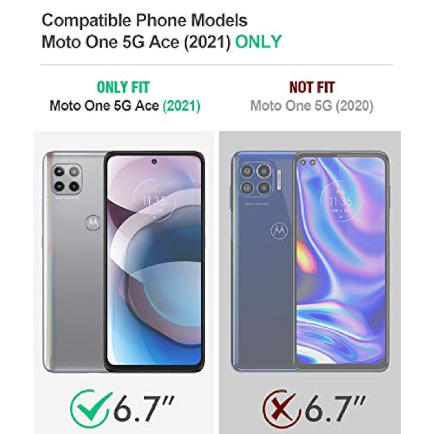 Revolution Series Case For Motorola Moto One 5G Ace (2021), Full-Body Rugged Dual-Layer Shockproof Protective Cover With Kickstand And Built-In-Screen Protector, Black