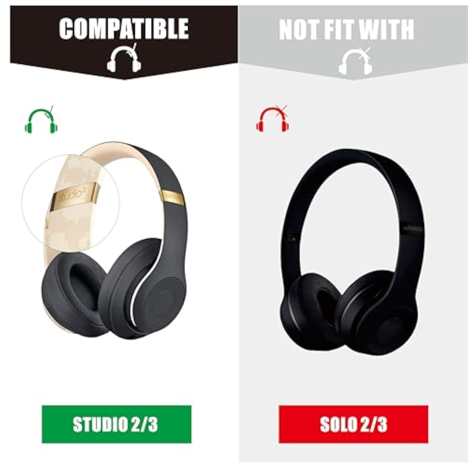 Studio Ear Pads For Beats Studio3 Studio 3 Replacement Ear Pads Studio Ear Pads Replacement For Beats Studio 3 Wireless Ear Cushions Studio 2 Replacement Ear Pads Black