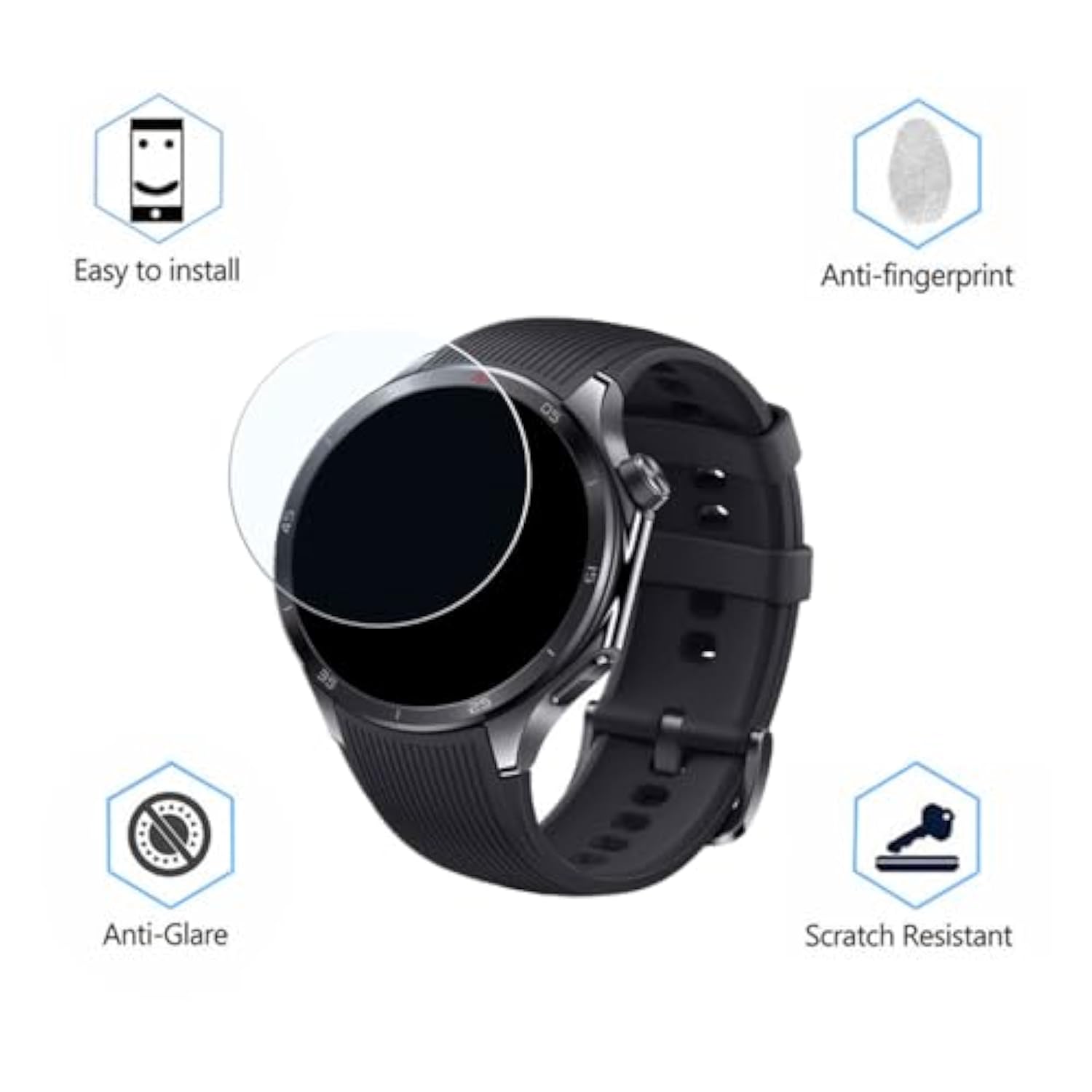 Screen Protector Compatible For Oneplus Watch 3 (3 Pack) Smartwatch Clear Tempered Glass Protective Film
