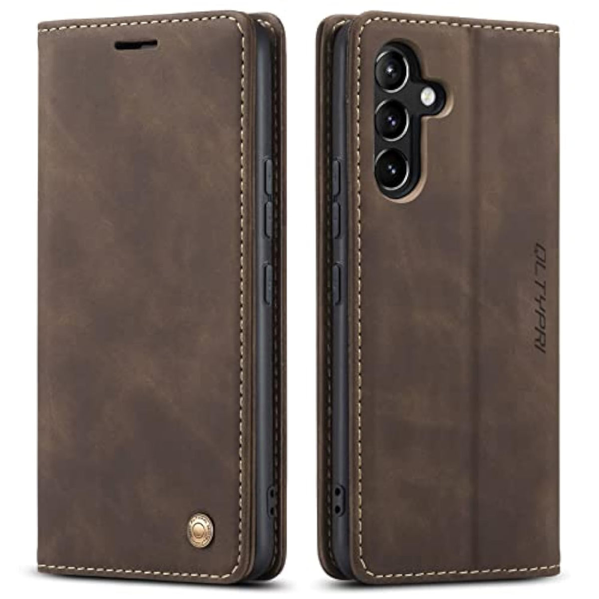 For Samsung Galaxy A54 5G Case Vintage Pu Leather Wallet Case Tpu Bumper Card Slots Hands-Free Kickstand Magnetic Closure Shockproof Flip Folio Case For Samsung Galaxy A54 5G - Coffee Brown