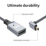 4K Micro Hdmi To Hdmi Adapter Cable,90 Degree Down Angle Micro Hdmi Male To Hd
