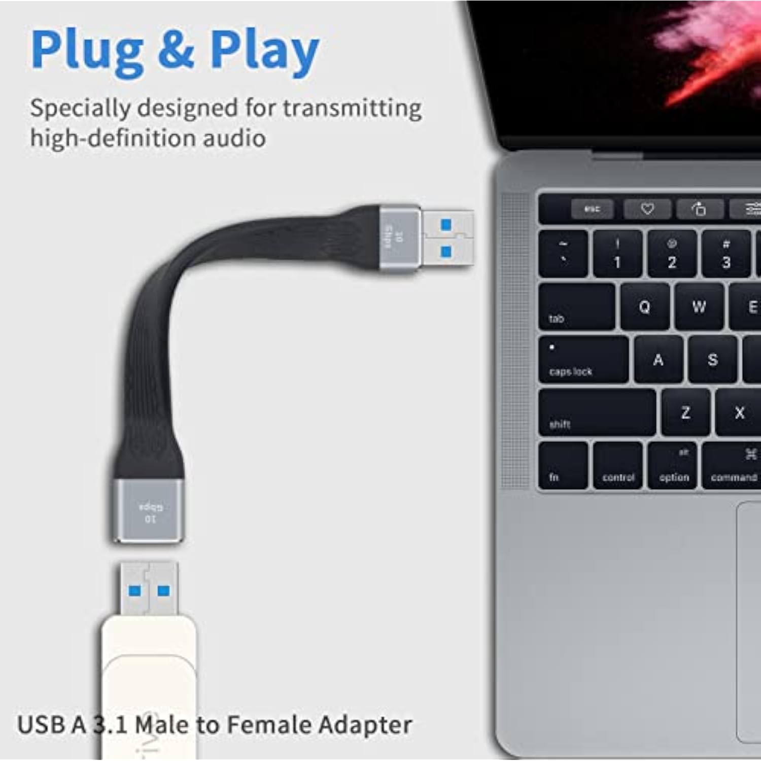 Short Usb 3.0 Extension Cable, 5Inch Flat Fpc Usb Extension Cable, Usb A Male
