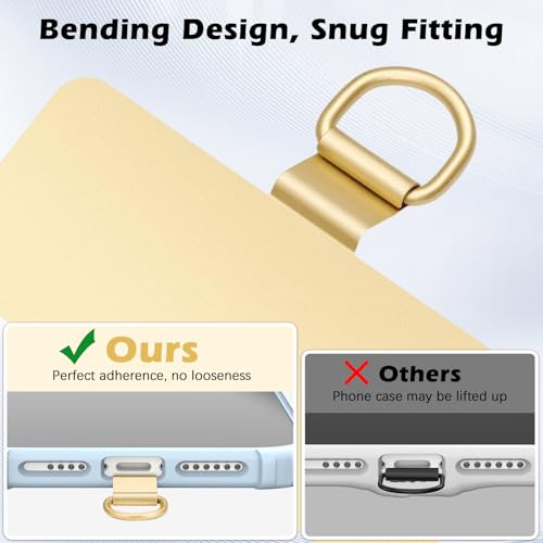 Heavy Duty Phone Tether Tab ×2, 360° Rotatable Spring O Ring ×2, Metal Ultra-Thin Cellphone Lanyard Pads Cellphone Strap Patches Connector Tether