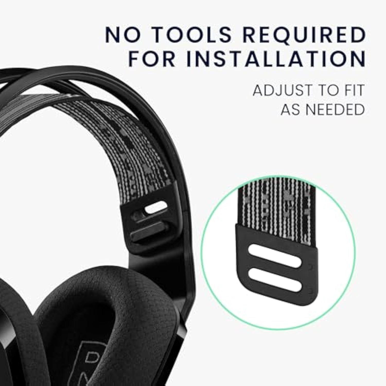 kwmobile Headband Pad Compatible with Logitech G733 / G335 / G535 Headphones - Elastic Nylon Replacement - Black/White