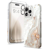 Marble iPhone 15 Pro Max Case with Screen & Camera Protector Slim TPU