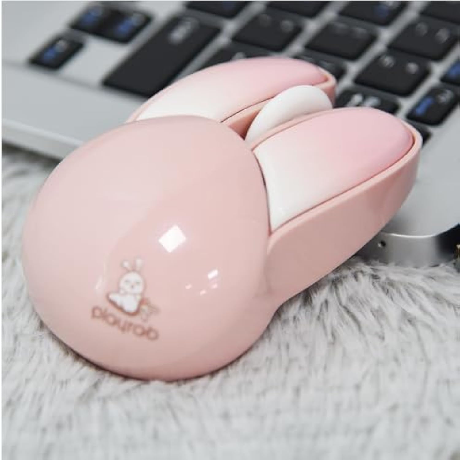 Wireless Mouse Cute Pink Mouse Kawaii Bunny Shape Rabbit Design Portable Silent Lightweight Quiet Cordless Usb Optical Cordless Mice For Pc Laptop Computer Mac Macbook Pro Desktop Hp Kids Girls Gift