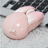 Wireless Mouse Cute Pink Mouse Kawaii Bunny Shape Rabbit Design Portable Silent Lightweight Quiet Cordless Usb Optical Cordless Mice For Pc Laptop Computer Mac Macbook Pro Desktop Hp Kids Girls Gift