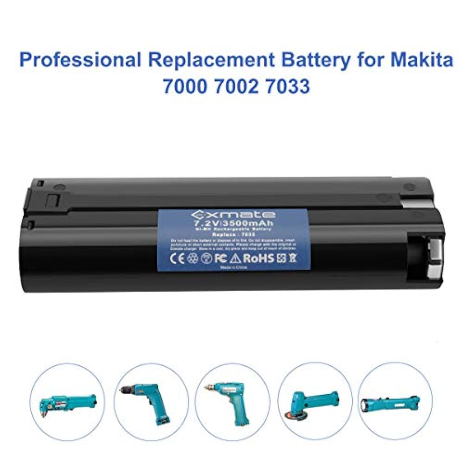 2 Pack 7.2V 3.5Ah Battery Compatible With Makita 7000 7002 7033 191679-9 632002-4 632003-2 192532-2 192695-4 6010D 6172D Da3000D 6018D 6019D 9500D Da301D 6073D Ml702 Cordless Tool