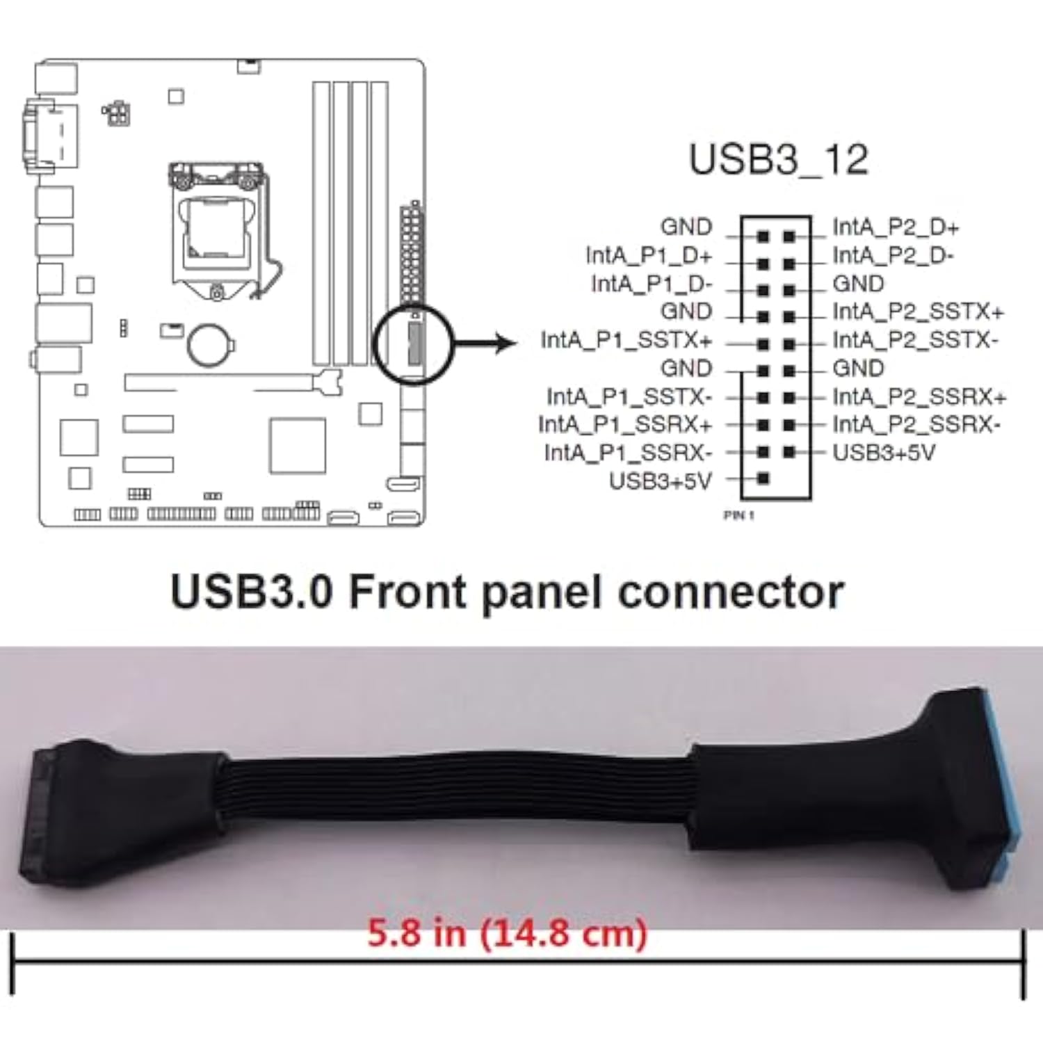 Usb 3.0 Header Splitter Extension Cable,Motherboard Usb 3.0 Internal Hub Split