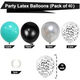 Teal Blue And Black Happy Birthday Decorations With Banner Turquoise Aqua Teal Foil Fringe Curtain Tissue Pom Poms Balloons Décor Supplies For Men Women Boys Girls Birthday Party