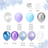 124pcs Blue & Purple Balloon Garland Kit – Snowflake Winter Theme for Birthday and Baby Shower