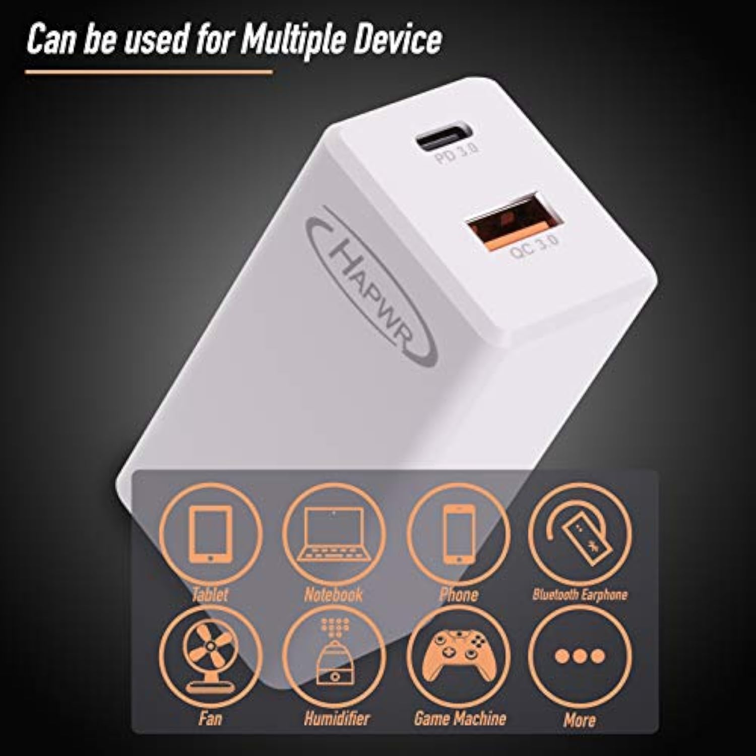 Gan Tech 65W Dual Port Pd Wall Charger With 5Ft Usb C Cable For Macbook, Laptops, Ipad Pro, Iphone 12, Galaxy, Pixel And More (White)