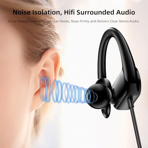 Wired Headphone 3.5mm Over Ear Buds for Chormebook Laptop PC,HD Mic HiFi Stereo in-Ear Noise Isolation Wired Earbuds,3.5mm Jack Earphone with Ear