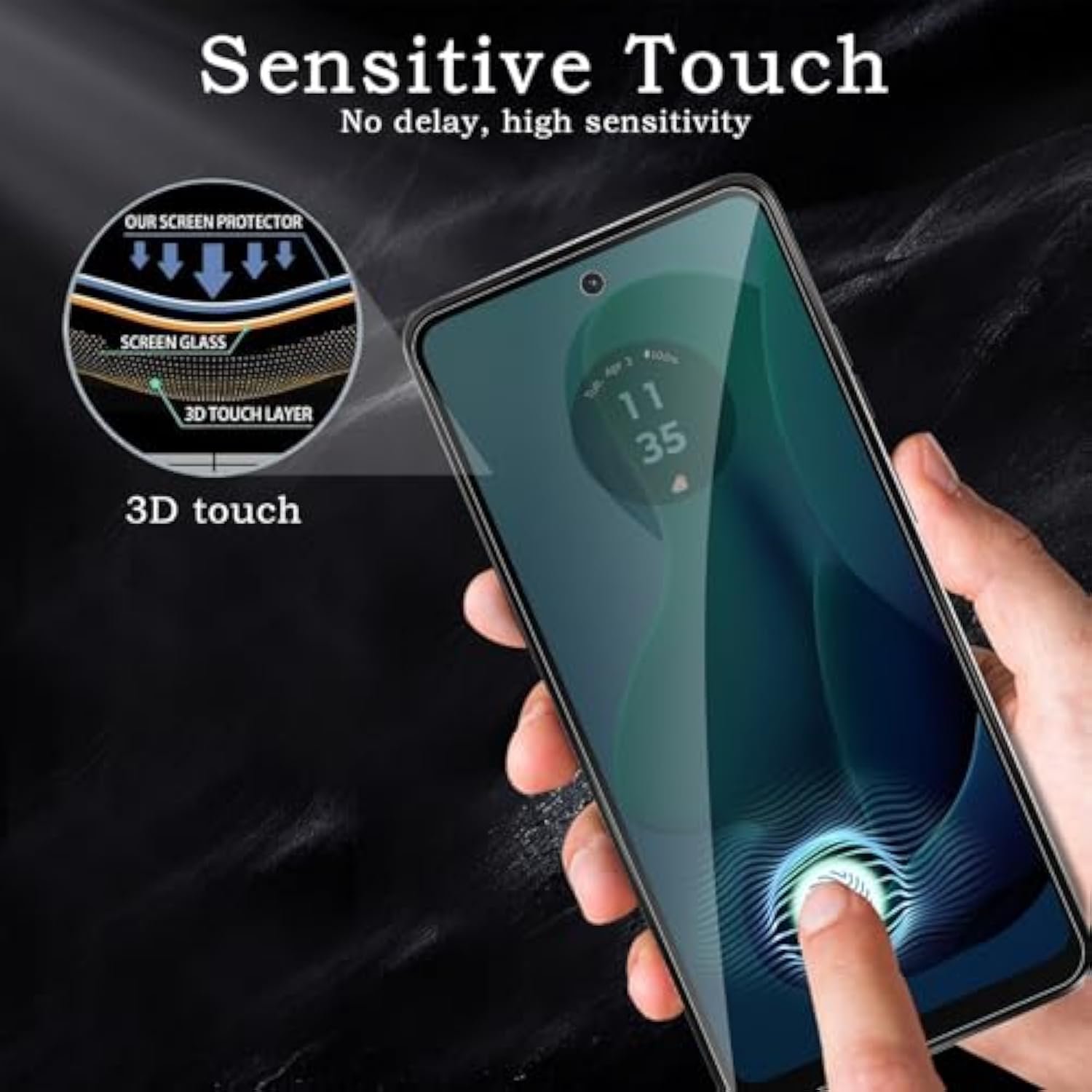 Privacy Screen Protector For Motorola Moto G 5G 2024, Shatterproof Tempered Glass Accessories, Anti Spy Tempered Glass Film, Case Friendly Ultra Resistant 9H Hardness Anti-Glare Hd Black -3 Pack