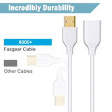 White Usb Extension Cable 10Ft Extender Cord Type A Male To Female Extension Cord With Usb Ports For Flash Drive/Hard Drive/Mouse/Printer/Webcam