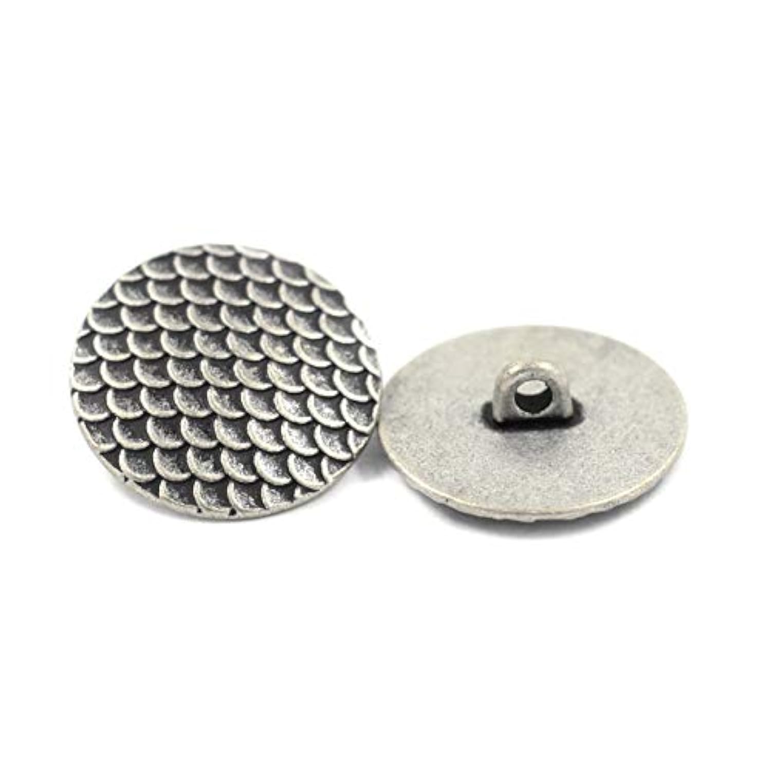 10 Pieces Dragon Scales Metal Shank Buttons. 23Mm (7/8 Inch) (Antique
