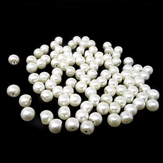 100Pcs Plastic Round Pearl Buttons Sewing Buttons With Hole Pearl Bead