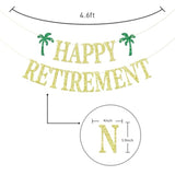 Gold Glittery Happy Retirement Banner, Official Retired Decor - Retirement Party Decorations Supplies
