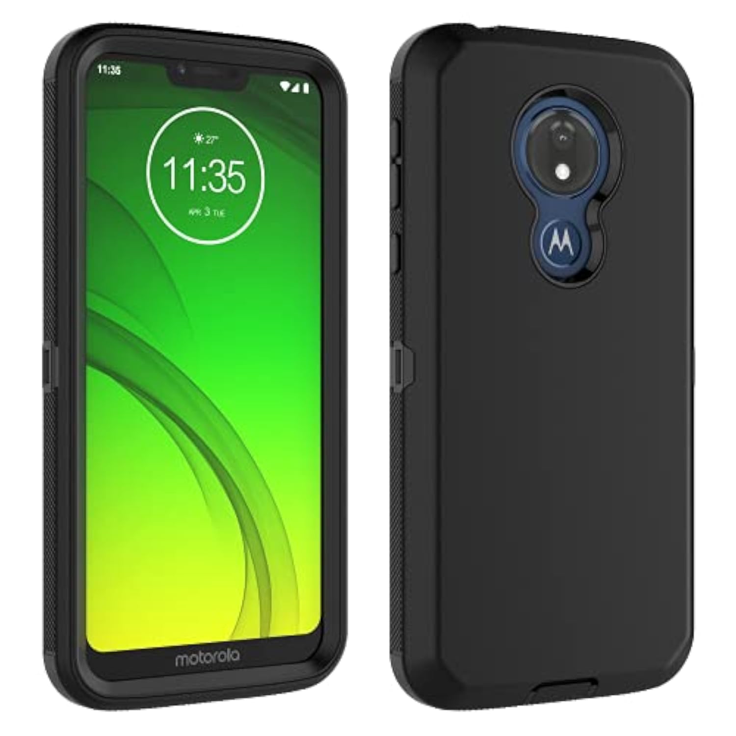 Moto G7 Power Case, Motorola G7 Supra/Moto G7 Optimo Maxx Xt1955Dl Case, [Drop Protection] Full Body Shockproof Grip Plastic Bumper Tpu 3-Layers Durable Solid Phone Sturdy Hard Cover [Black]