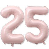 Pastel Pink 25 Balloon Number For Girls, 40'' Self Inflating Number 25 Balloons, Big Light Blush Pink Foil 2 & 5 Helium Balloon 25 For Women Boho Coquette 25Th Birthday Party Graduation Decorations