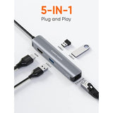 USB C Hub Multiport Adapter, CableCreation 5-in-1 USB C Adapter Aluminum Shell