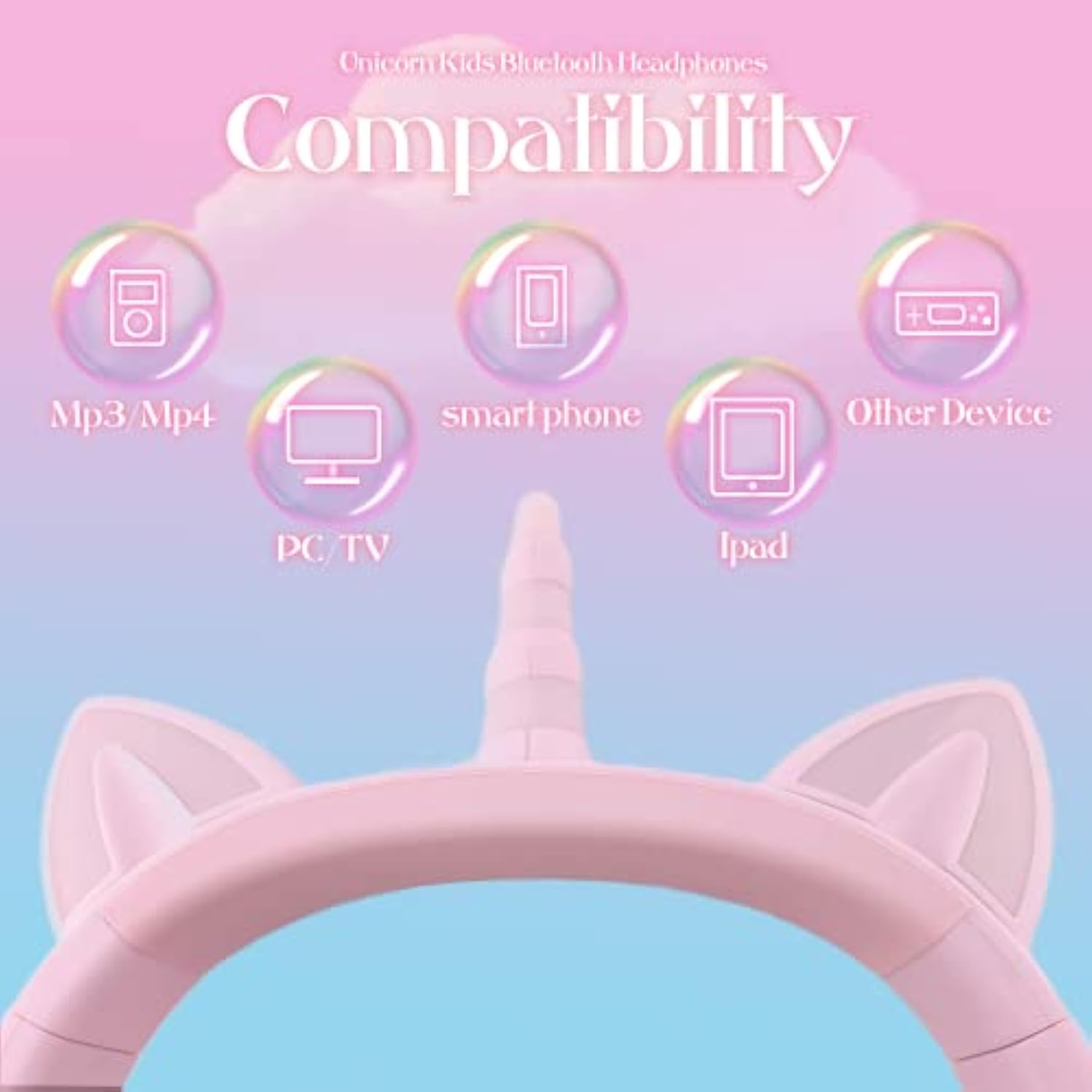 Unicorn Kids Headphones,Unicorn Bluetooth Headphones Foldable For Girls Boys T