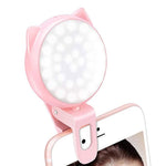 Selfie Clip On Ring Light, Mini Rechargeable 9 Level Adjustable Brightness Modes With 32 Led, 2-8 Hours, Usb Flash Lighting For Iphone/Android, Cell Phone Photography,Video, Vlogging - Pink
