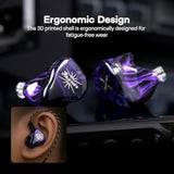 Kiwi Ears Quartet 2Dd+2Ba Hybrid In-Ear Monitor, Hifi Earphones With Hand-Crafted Resin Shell, Detachable Ofc Silver-Plated Iem Cable For Audiophile Musician Dj Studio Gaming (Purple, Quartet)