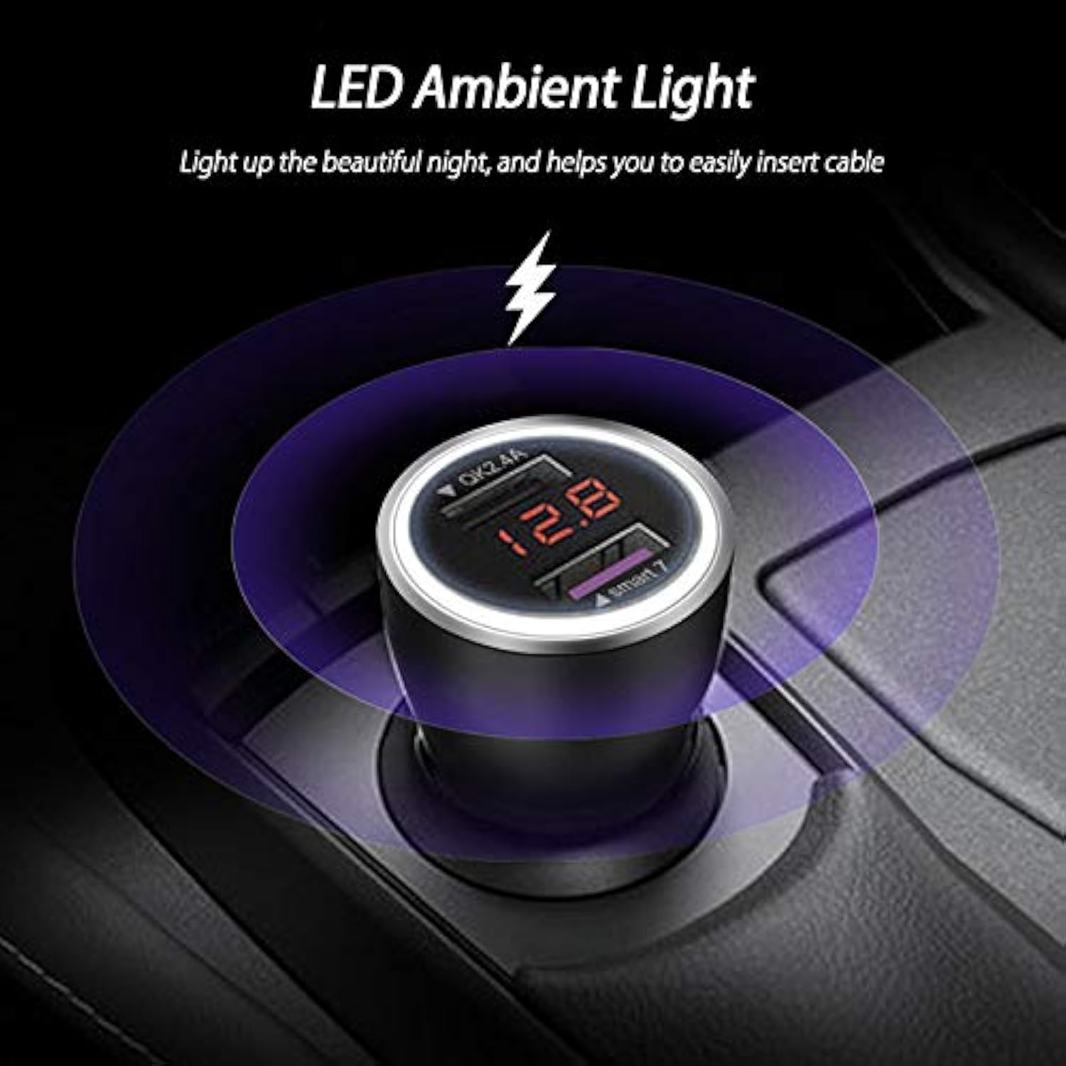 For Huawei Supercharge Car Charger, 9V/2A Car Charger Adapter Quick Fast Charger With Usb Type C Super Charging Cable Car Adapter For Huawei P40 P30 P20 Pro,Mate 30 20 10 9 (Black With Led Display)