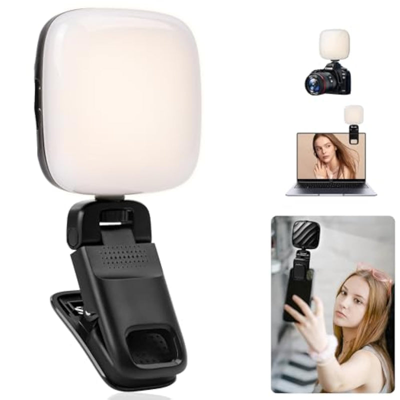 Selfie Light, Video Light With 49 Leds,200Mah, Portable Camera Light Panel 0-360° Color, Dslr Lighting For Selfie/Makeup/Vlogging/Photography/Video Conference, Black
