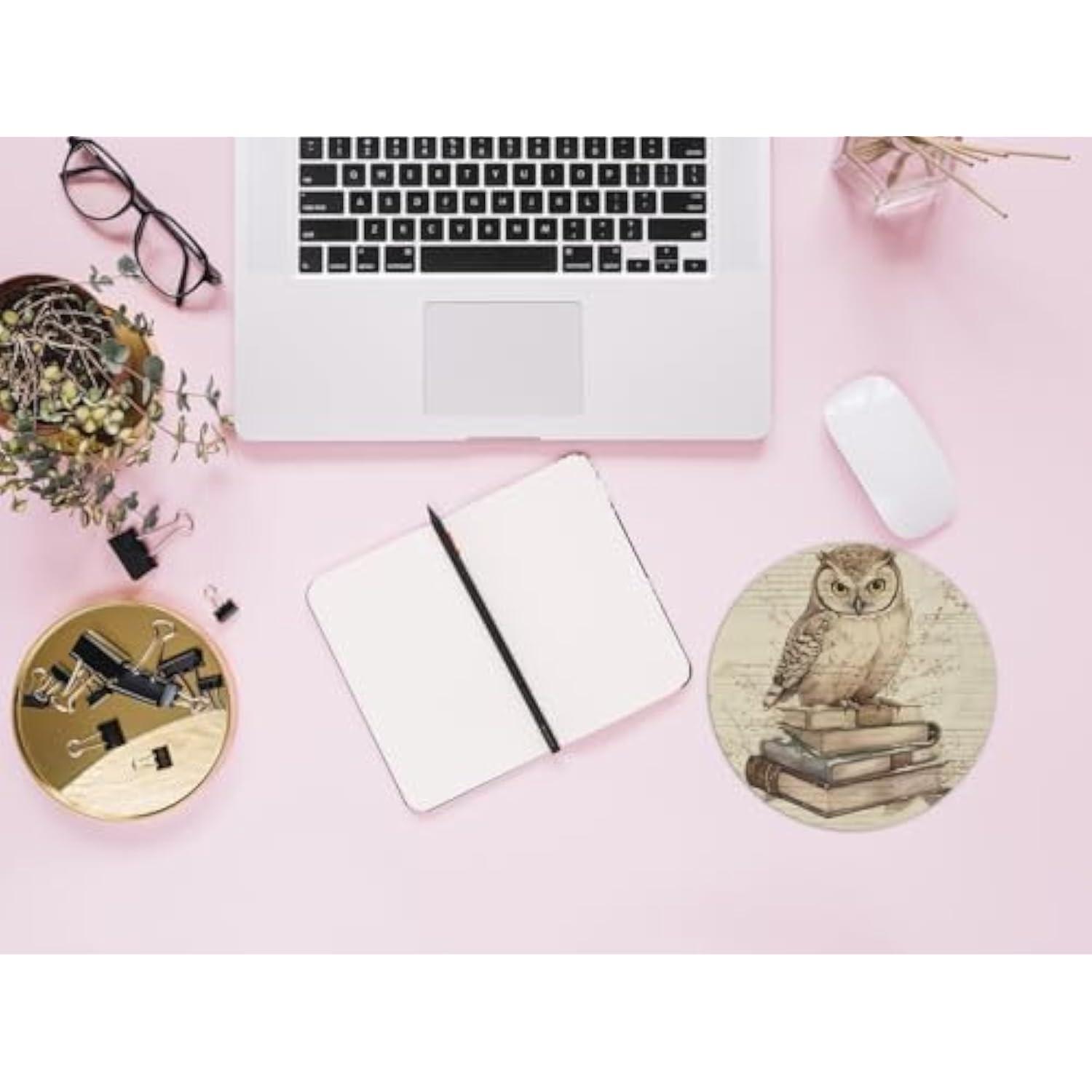 Owl Book Mouse Pad,Retro Trendy Non-Slip Rubber Base Mousepads For Home Office Dorm Desk Decor,Owl Gifts For Owl Lovers,8.7 X 8.7 Inch