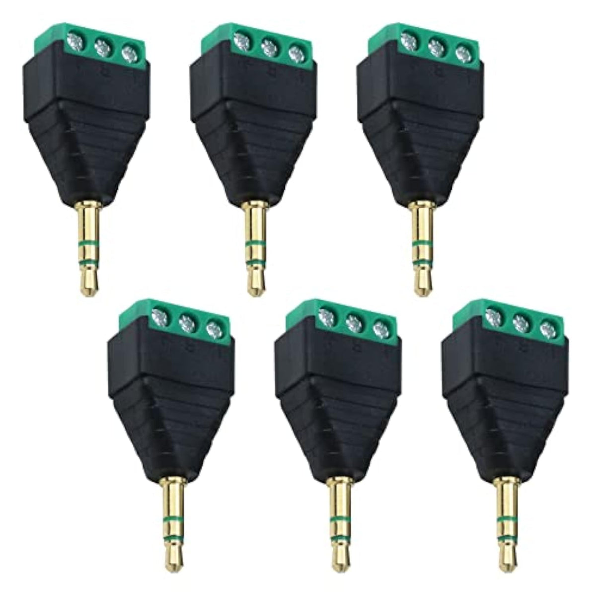 6Pcs 3.5Mm Stereo Male To Av 3-Screw Terminal Block Headphone Balum Connector