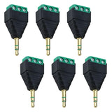6Pcs 3.5Mm Stereo Male To Av 3-Screw Terminal Block Headphone Balum Connector