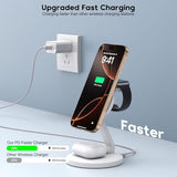 Charging Station for  Magnetic Wireless iPhone Mag-Safe Charger,15W 3in1 Foldable Wireless Dock Fast MagSafe Charger Stand for iPhone 17 Pro